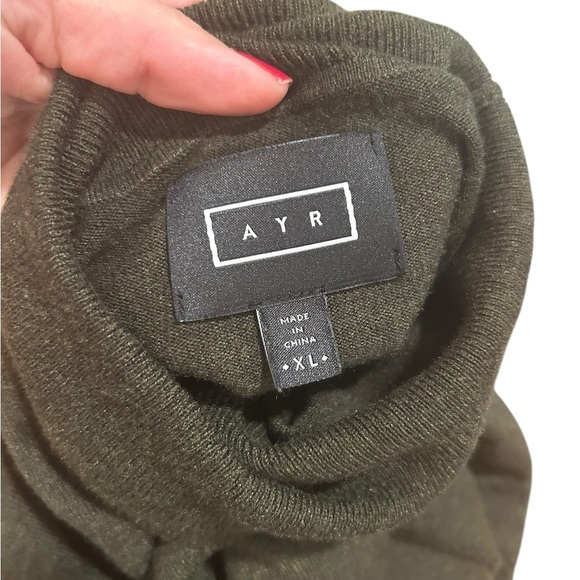 AYR olive green ribbed turtleneck sweater size XL classic preppy old money - Picture 6 of 10